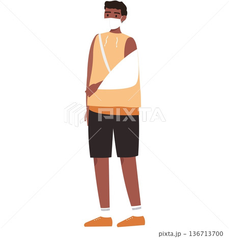 African american man with broken hand vector icon 136713700