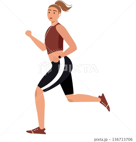 Active woman running vector isolated runner icon 136713706