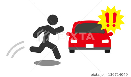 車の前方に飛び出す人物 車の前方に飛び出す人物 136714049