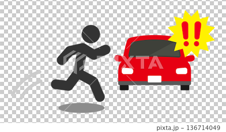 車の前方に飛び出す人物 車の前方に飛び出す人物 136714049