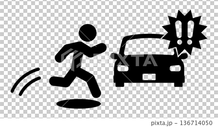 車の前方に飛び出す人物 車の前方に飛び出す人物 136714050