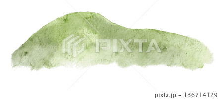 Watercolor illustration of a soft ground element in natural green tones. Base element for jungle scenes, kids wallpapers, murals, educational layouts, prints and decorative compositions. 136714129