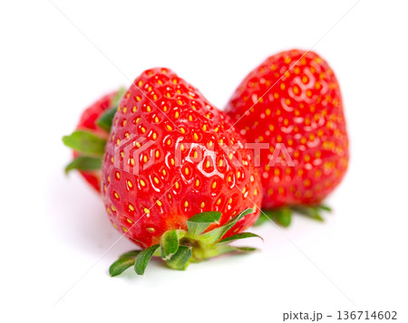 Ripe strawberries isolated on a white background, fruit 136714602