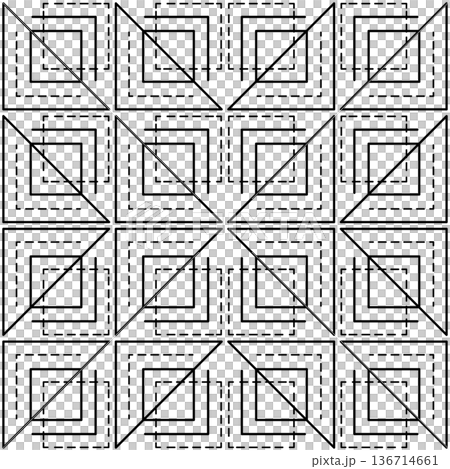 Monochrome clear ornament of squares and triangles Monochrome clear ornament of squares and triangles 136714661