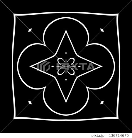 Abstract Flower Icon on Black Background.. 136714670