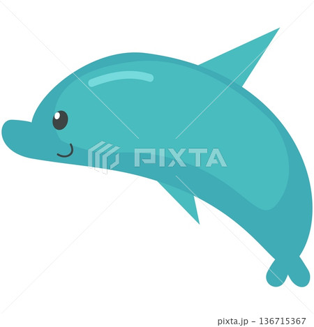 Cartoon dolphin vector cute fish character icon 136715367