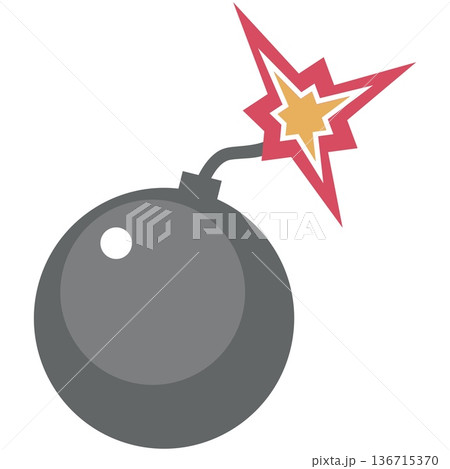Cartoon black cannon bomb vector icon illustration 136715370