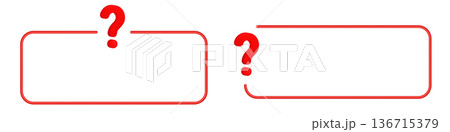 Rounded red frame with question marks on each side 136715379