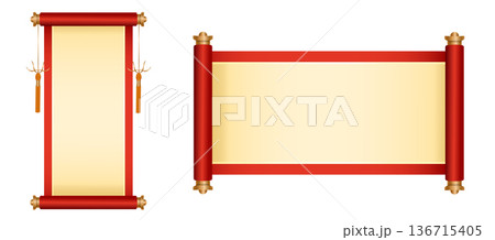 Blank red scrolls: vertical and horizontal design Blank red scrolls: vertical and horizontal design 136715405