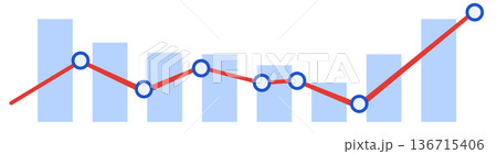 Data trend graph: rising line and bar chart analysis Data trend graph: rising line and bar chart analysis 136715406