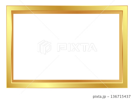 Elegant gold frame on simple white background 136715437