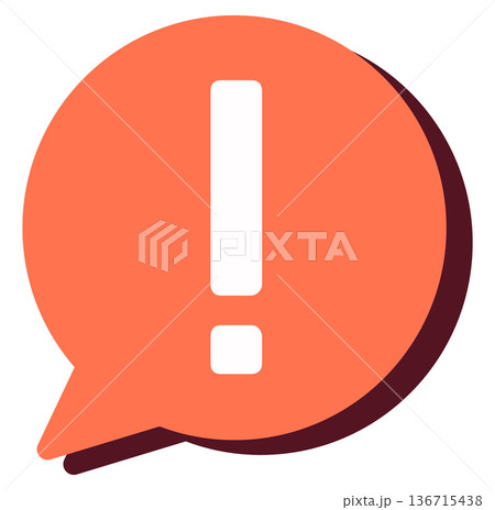 Exclamation mark in red speech bubble icon 136715438