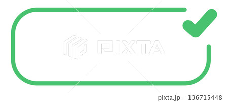 Green check mark in rounded rectangle frame design Green check mark in rounded rectangle frame design 136715448