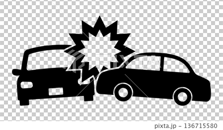 Silhouette of a two-car collision Silhouette of a two-car collision 136715580