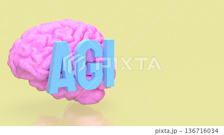 Artificial General Intelligence Brain Concept 3d render. 136716034
