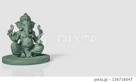Antique Green Ganesha Statue Isolated 3d render. Antique Green Ganesha Statue Isolated 3d render. 136716047