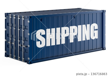 Shipping container with shipping text, logistics concept. 3D rendering 136716863