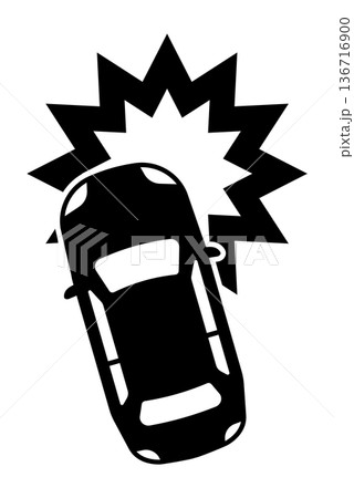ぶつかる車のシルエット 136716900