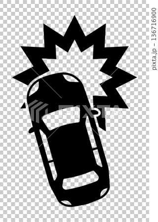 ぶつかる車のシルエット 136716900