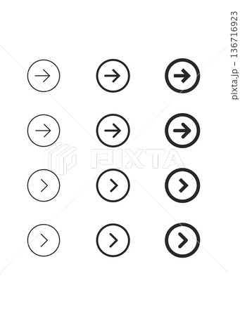 Title Set of modern circular right arrow line icons stock illustration. Title Set of modern circular right arrow line icons stock illustration. 136716923