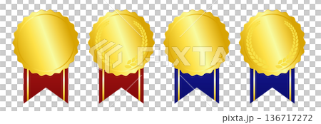 Gold medal set with ribbon 136717272