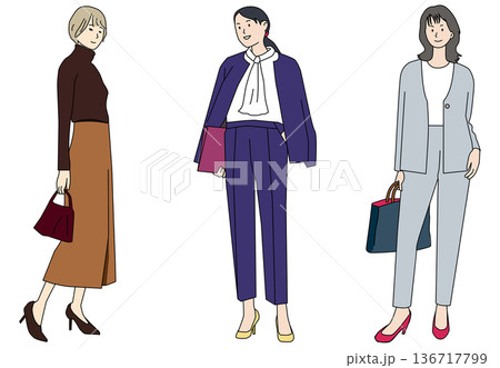 働く女性のオフィスカジュアルコーデ 136717799