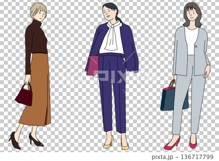 働く女性のオフィスカジュアルコーデ 136717799
