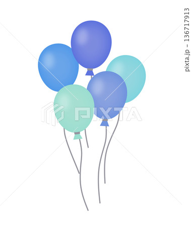 カラフルな風船のイラスト（青系） 136717913