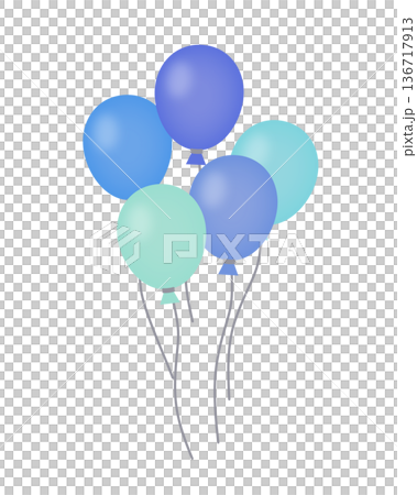 カラフルな風船のイラスト（青系） 136717913