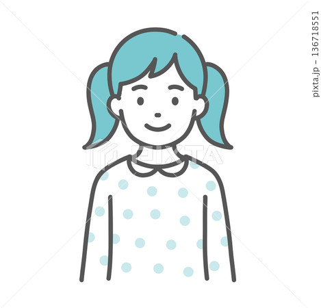 笑顔の女の子(子ども)のイラスト(正面・上半身) 笑顔の女の子(子ども)のイラスト(正面・上半身) 136718551