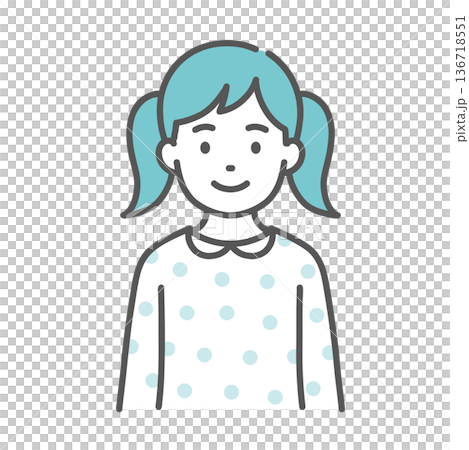 笑顔の女の子(子ども)のイラスト(正面・上半身) 笑顔の女の子(子ども)のイラスト(正面・上半身) 136718551