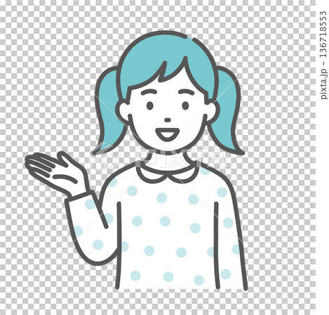 女孩（兒童）引導和介紹（手掌，上半身）的插圖 136718553