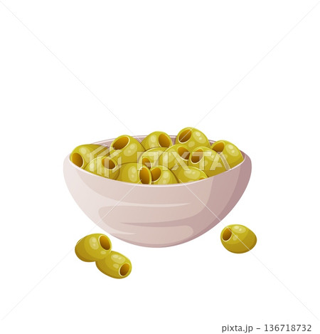 Marinated olives in a ceramic bowl 136718732