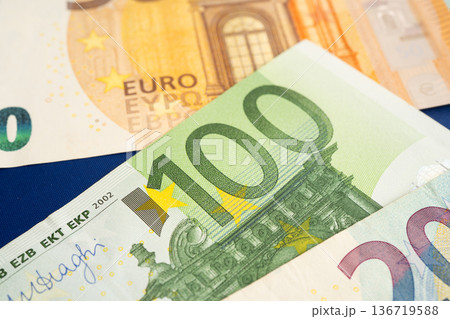 Euro banknote and coin, Europe money, economy finance exchange trade investment. 136719588
