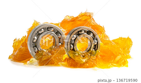 Ball bearing stainless with grease lithium machinery lubrication for automotive and industrial  isolated on white background. 136719590