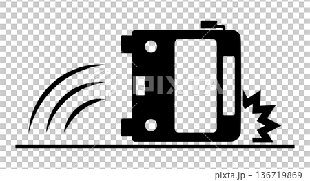Silhouette of an overturned bus 136719869