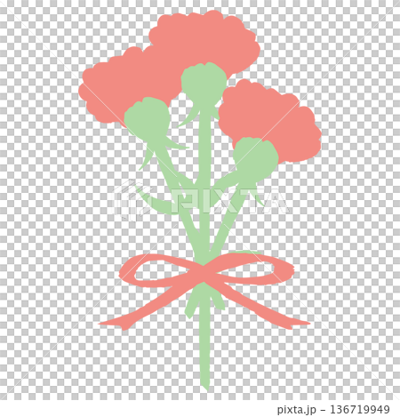 Simple hand-drawn illustration cut series for May school newsletters | Carnation (Mother's Day) 136719949