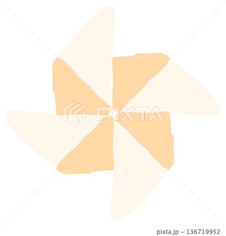 5月の園だよりに使いやすい シンプル手描きイラストカットシリーズ｜かざぐるま（折り紙） 136719952