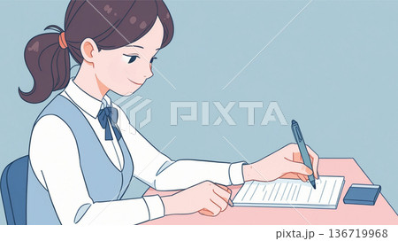 勉強する女子高生 136719968