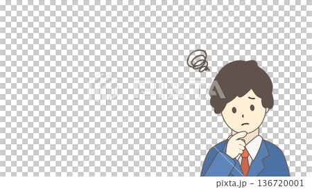Illustration of a troubled businessman, worried man, upper body Illustration of a troubled businessman, worried man, upper body 136720001