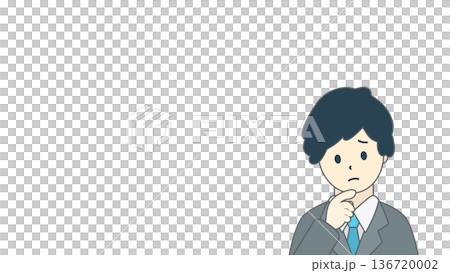Illustration of a troubled businessman, worried man, upper body 136720002