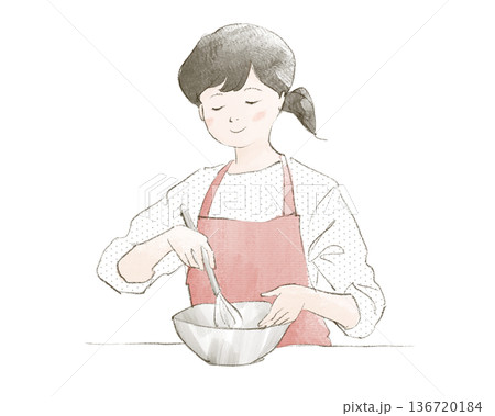 お菓子作りをする女性 お菓子作りをする女性 136720184