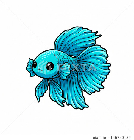 泳ぐ青いベタ　イラスト 136720185