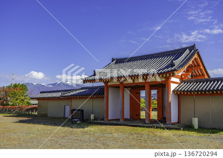酒田　城輪柵跡　東門と鳥海山　山形県酒田市 136720294