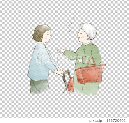 女人們在超市聊天 136720402