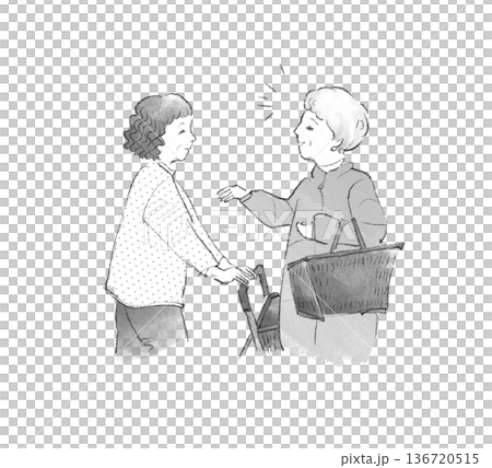 超市裡，幾位老婦在聊天。 136720515