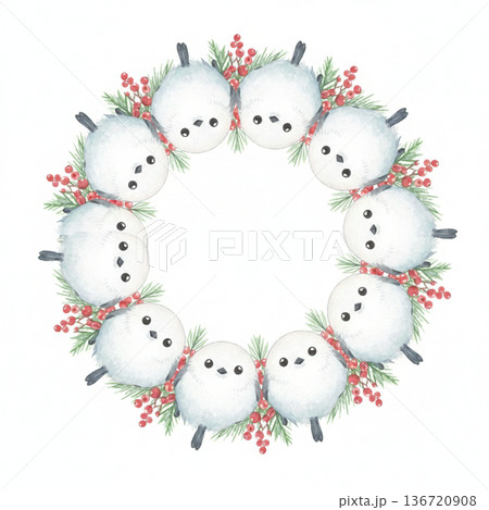 シマエナガの輪のイラスト シマエナガの輪のイラスト 136720908