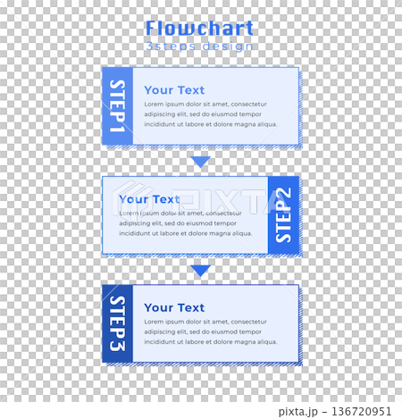 適用於企業的三步驟矩形流程圖藍色簡約模板 136720951