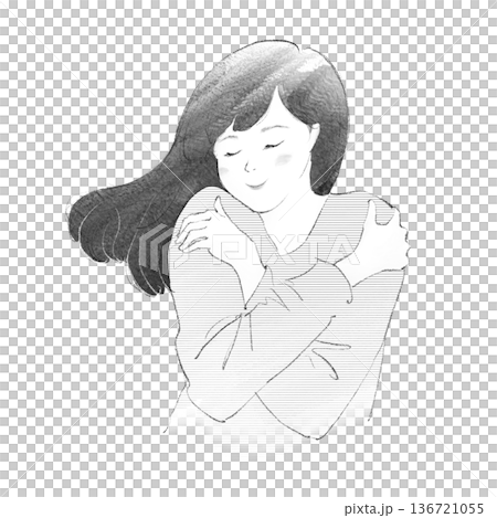 セルフハグをする女性 136721055