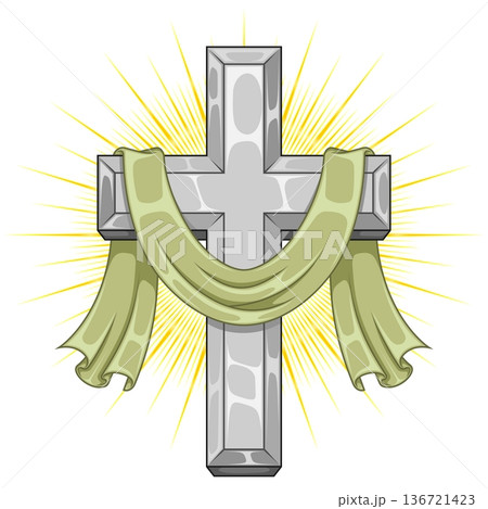 Christian cross with sacred shroud color 136721423